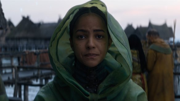 Maths whiz Gaal Dornick played by Lou Llobell in Foundation, on Apple TV+.