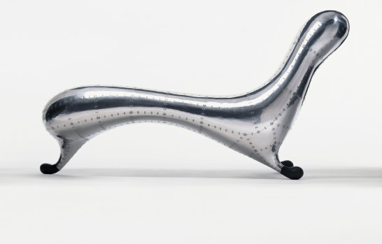 Marc Newson’s 1986 Lockheed Lounge, in riveted aluminium, became the world’s most expensive design object when one sold at auction for $5.3 million.