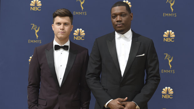 Emmys hosts Colin Jost and Michael Che.