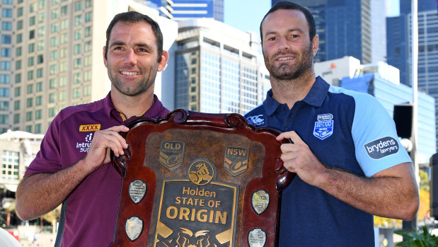 Countdown: Queensland captain Cameron Smith and his NSW counterpart launch 2018 Origin with 64 days to go.