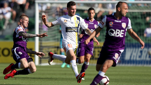 Learning the ropes: Central Coast Mariners midfielder Aiden O'Neill, on loan from Burnley this season.