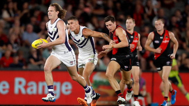 David Mundy in action against Essendon this season.
