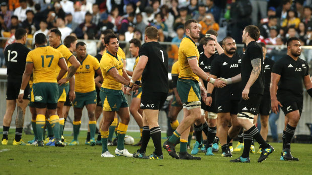 Battered and beaten: The Wallabies had no answers to New Zealand on Saturday.