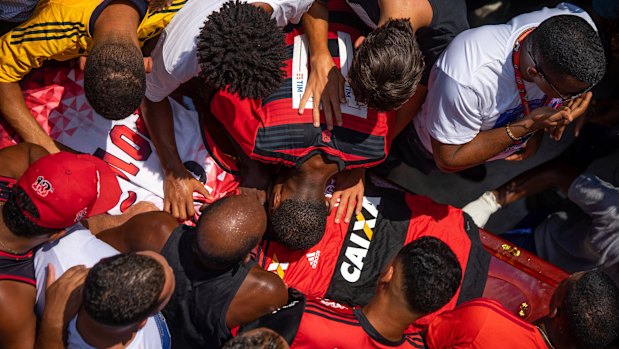 Hundreds of grief-stricken people attended the funeral of 15-year-old goalkeeper Christian Candido.