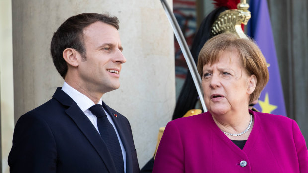 German Chancellor Angela Merkel, right, with French President Emmanuel Macron. The EU is worried about the implications of a no-deal Brexit.