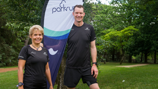 Denise Clarke, pictured with husband Gary, will be the first ACT woman to reach 250 parkruns.