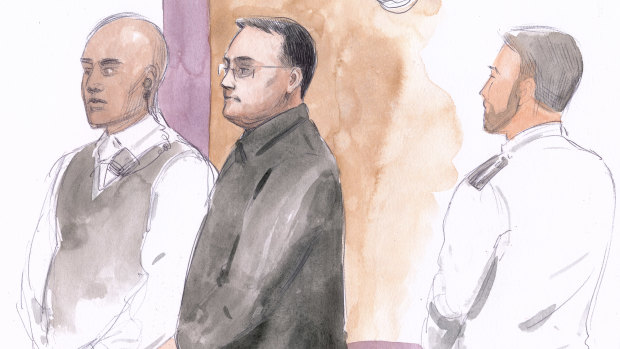 A sketch of Bradley Edwards during the verdict. 