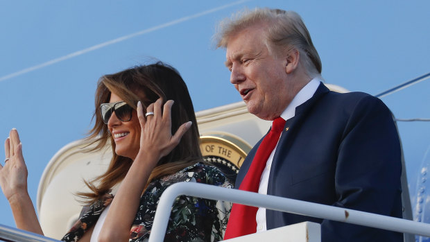 President Donald Trump and first lady Melania Trump arrive at Palm Beach to spend the Easter weekend as his Mar-a-Lago estate.