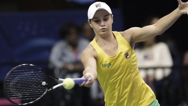 Inspiring: Australia's Ashleigh Barty in the Fed Cup against the US.