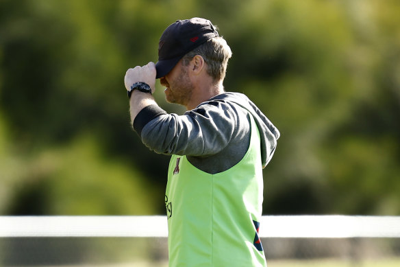 Coach Ben Rutten at Essendon training on Friday.