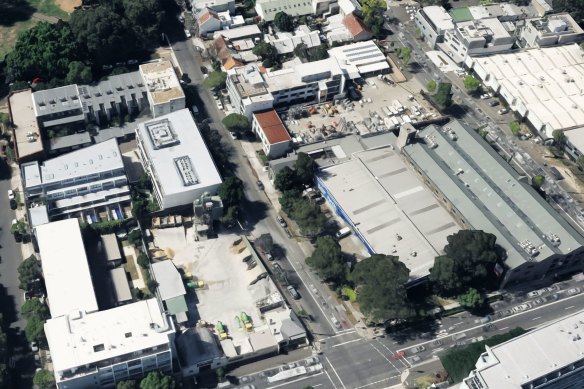 The development site is on Wyndham Street, on the right-hand side of the street pictured in this aerial.