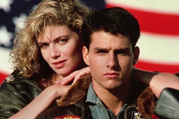 Kelly McGillis with Tom Cruise in Top Gun.