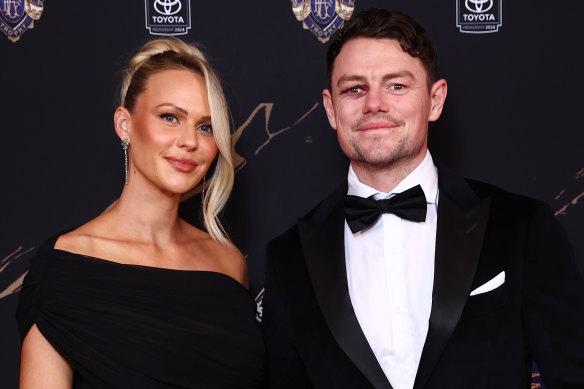 Lachie Neale of the Brisbane Lions and wife Jules Neale.