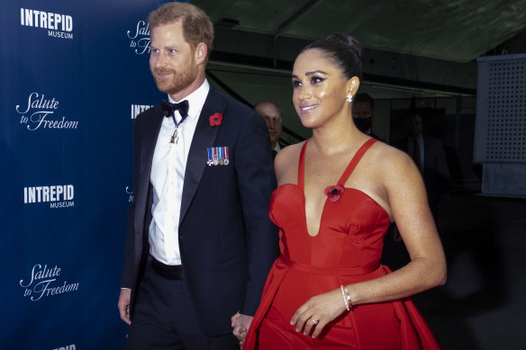 Prince Harry and Meghan, pictured in New York this week.