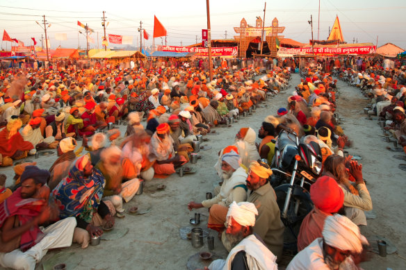 Pilgrims at the Kumbh Mela festival in India.
