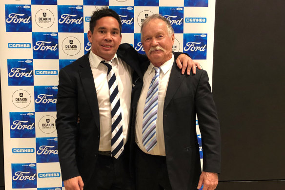 Mathew Stokes with his dad John at a Geelong function.