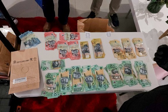 A photo of cash tendered to the ICAC inquiry into kickbacks for Transport for NSW staff.