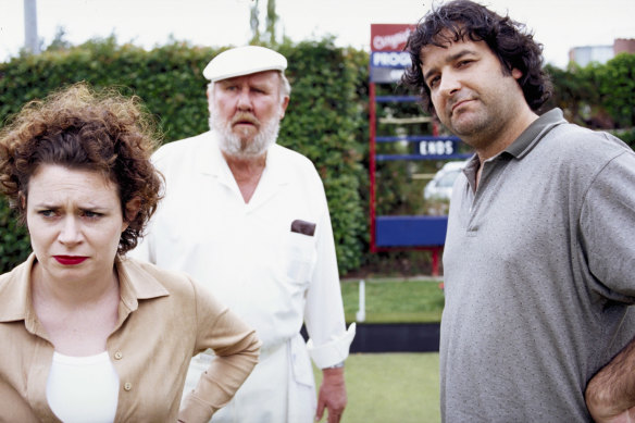 Judith Lucy, Bill Hunter and Mick Molloy in Crackerjack.