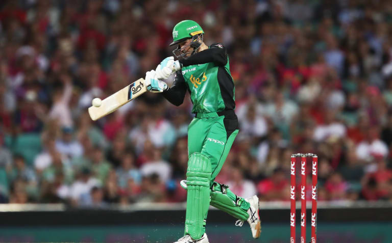 Star turn: Peter Handscomb clubs the ball through the offside during his match-winning knock on Thursday night.