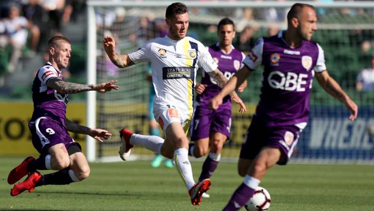 Learning the ropes: Central Coast Mariners midfielder Aiden O'Neill, on loan from Burnley this season.