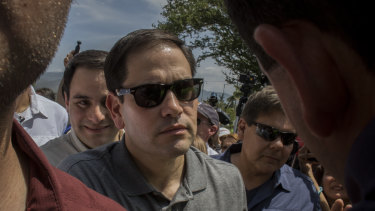 Senator Marco Rubio, a Republican from Florida, centre, arrives at humanitarian aid facilities in Cucuta, Colombia.