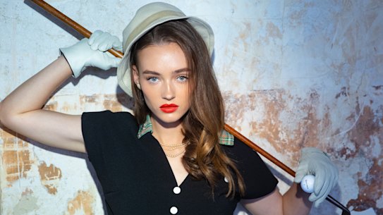 Matilda, from Chadwick management, inside the Swingers exhibition at Flinders Street Station.