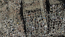 This aerial view shows the scale of the devastation in La Guaira.