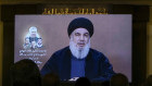 Hezbollah supporters watch a speech given by the militant group leader Sayyed Hassan Nasrallah in Beirut.