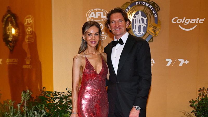 James Hird and Mark McVeigh appear together at Brownlow Medal red carpet