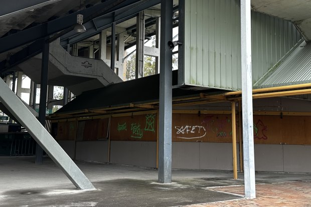 Beneath the eastern stand.