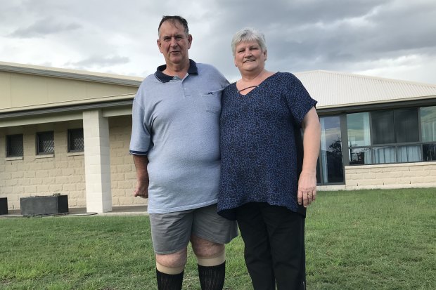 John and Kathy Mahon happy together in new Grantham, but with sober memories of the devastation of 2011.