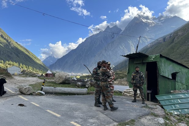 The Indian Army guards the entrance to the Mana Pass.