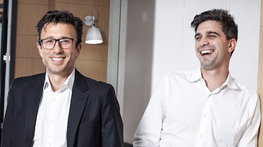 Afterpay executives Anthony Eisen and Nick Molnar. The experts don't agree on what it's worth.