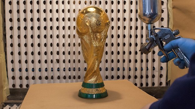 The World Cup after it is finished being made.