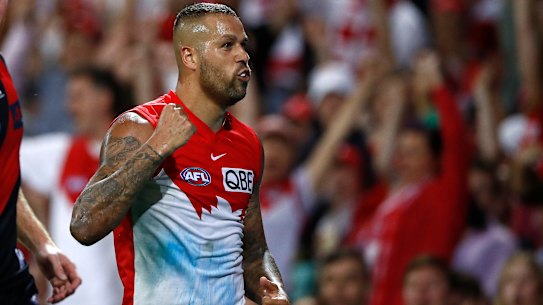 Don that: Lance Franklin had many a big game against the Bombers through his distinguished career.