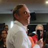 Queensland Labor Opposition Leader Steven Miles speaking to supporters at the Edinburgh Castle Hotel on the night of the Stafford byelection