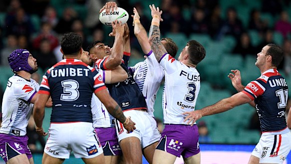 Sydney's Daniel Tupou takes a high ball.