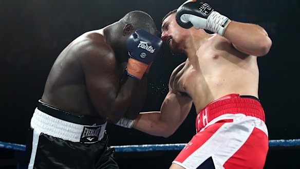 Justis Huni on the way to winning the Australian heavyweight title.