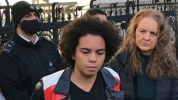 Keira Bell speaks to reporters outside the Royal Courts of Justice in London following the verdict on December 1.