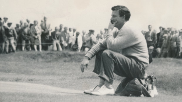 Satisfied smile: Peter Thomson after sinking a long putt during the final round of the 1958 British Open.