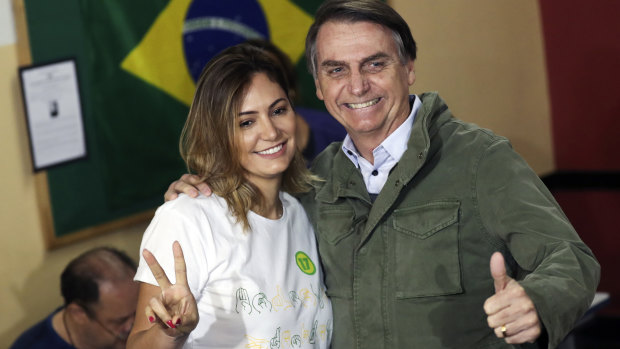 Jair Bolsonaro and his wife Michelle.