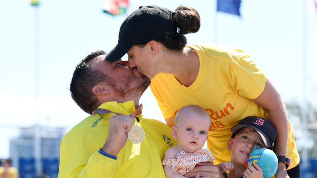 Kurt Fearnley with his wife and children: gone to Disneyland.