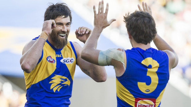 Josh Kennedy kicks another one for the Eagles.