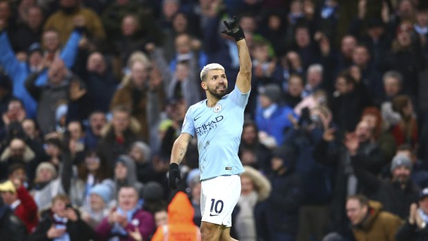 Triple threat: Sergio Aguero was the star as City cruised past Arsenal.