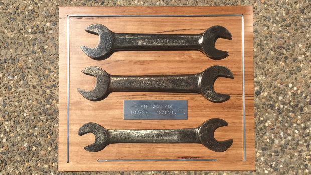 The 'indestructible' set of spanners made from car leaf springs by Kevin Graham's dad Stan.  