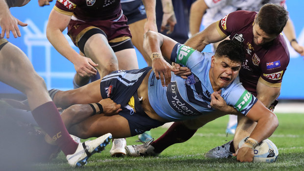 Latrell Mitchell dominated Queensland in game one at the MCG in 2018.