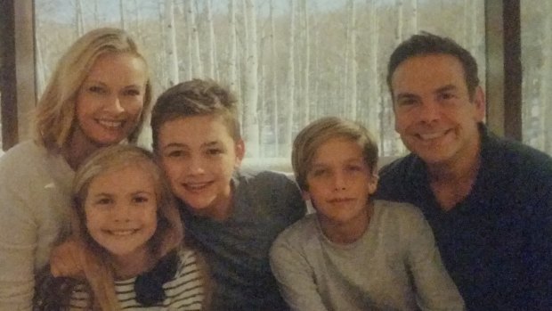 Happy families: Former Bronte locals Sarah and Lachlan Murdoch with their children Aerin, Kalan and Aidan. 