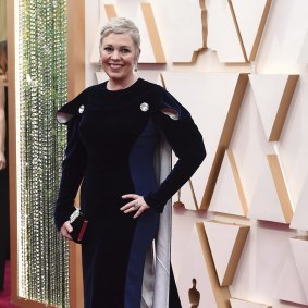 Olivia Colman arrives at the Oscars on Sunday, Feb. 9, 2020, at the Dolby Theatre in Los Angeles. (Photo by Jordan Strauss/Invision/AP)