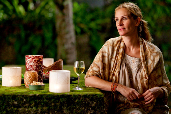Julia Roberts plays Elizabeth Gilbert in the film version of Eat Pray Love.