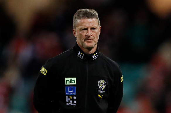 Richmond coach Damien Hardwick has been accused of using offensive langauge at a VFL game on Saturday.